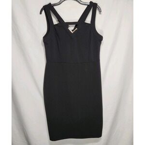 Luxology Dress Womens Size Large Black Strappy‎ V-neckline With Gold Accent